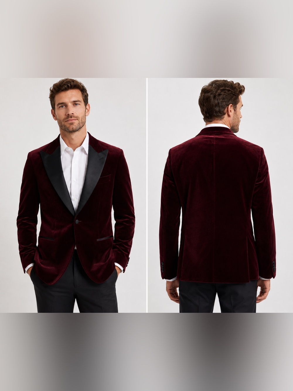NWT HUGO BOSS Hutson Cotton Velvet Dinner Jacket Slim Fit 42 SHORT‎ IN DARK RED
